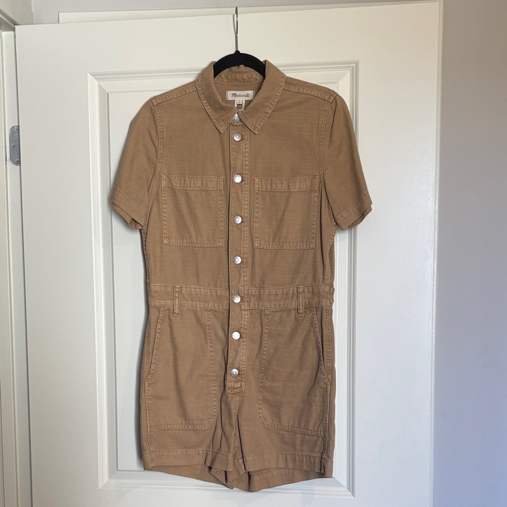 NWT Madewell Tan Button-Up Romper